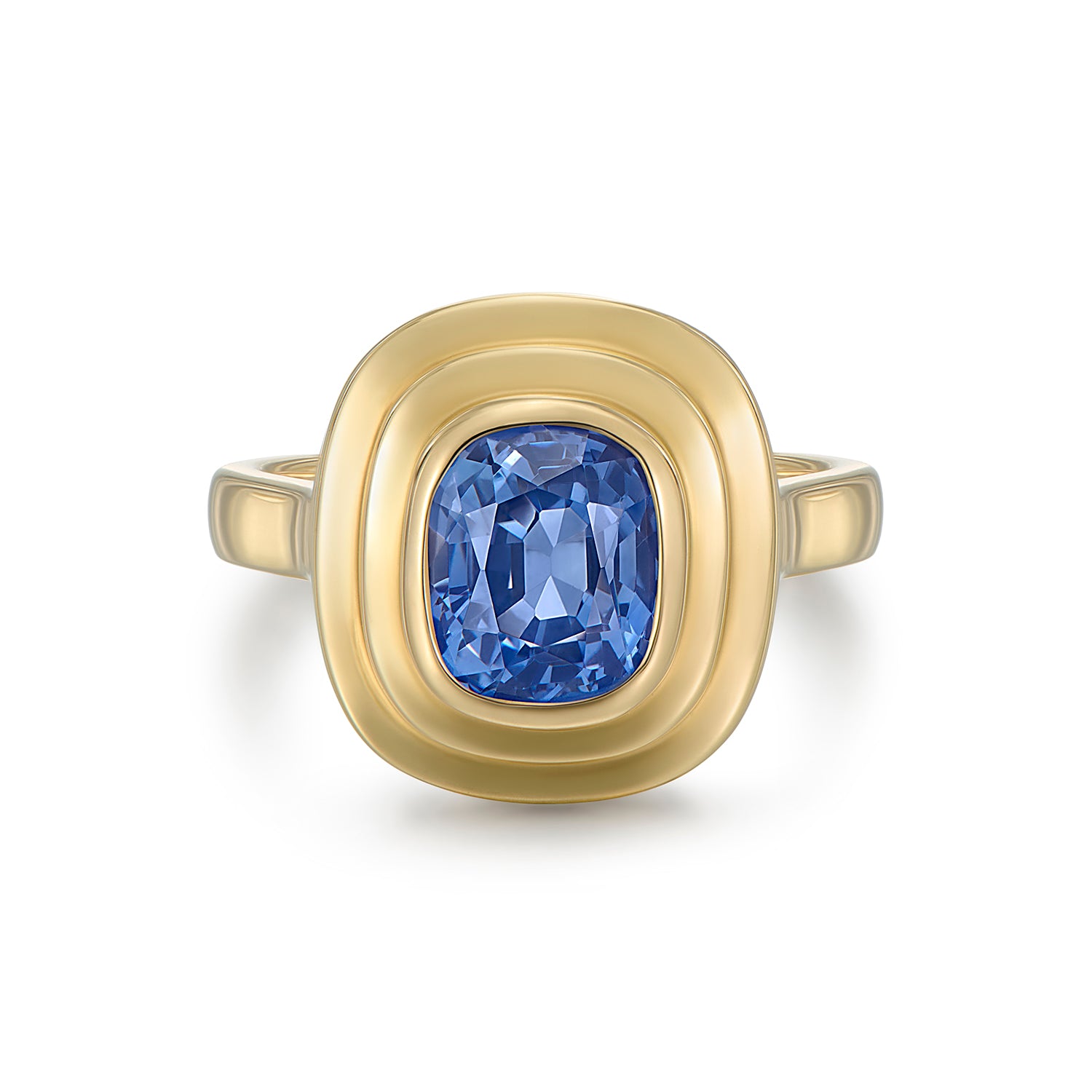 Athena: Antique Cushion-Cut Blue Sapphire Ring