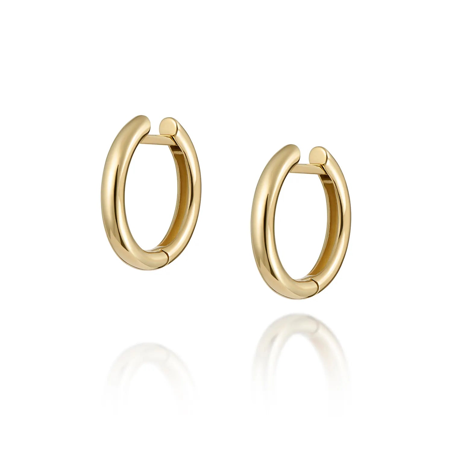 Athena 14k yellow gold hoop earrings showcasing timeless and sophisticated handcrafted design