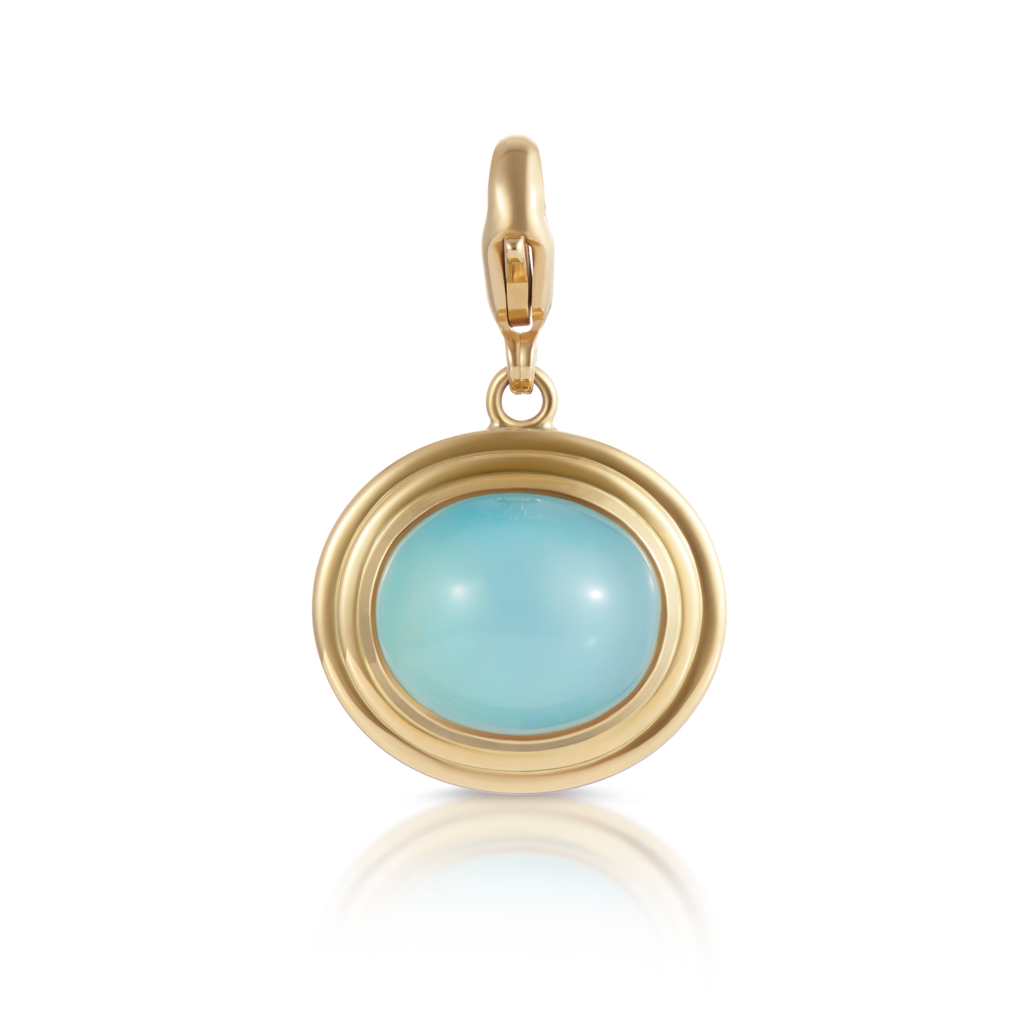 Athena Sea Blue Chalcedony Pendant in 18k yellow gold by Minka Jewels