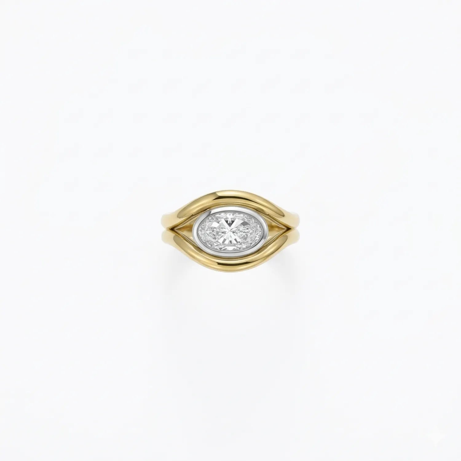 Atlantis 1ct Diamond Mermaid Pinky Ring in yellow and white gold featuring 1ct oval lab-grown white diamond