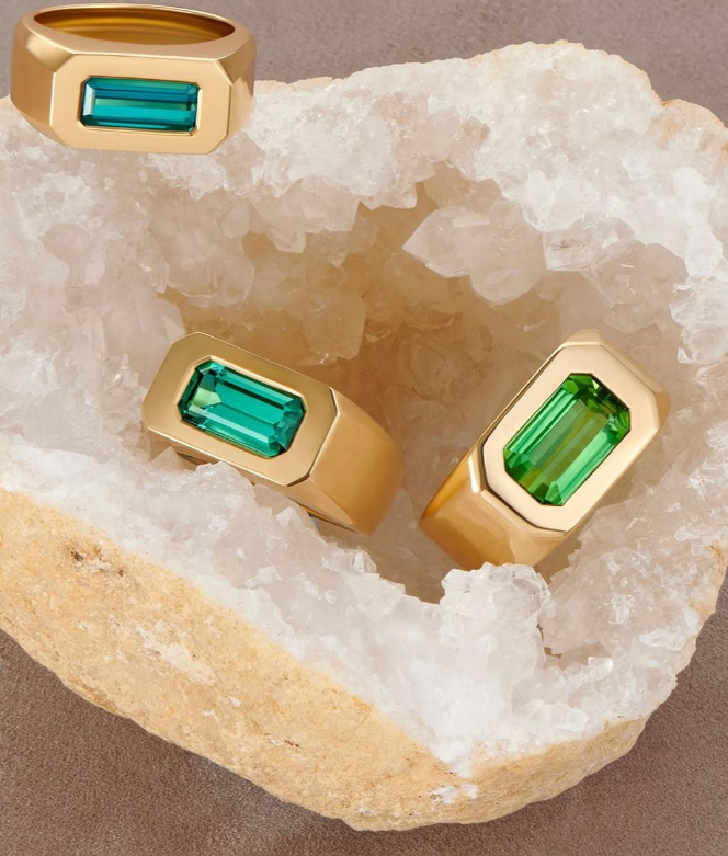 Berlin Big Malachite/Lapis Gypsy Ring stacked with Minka Jewels Berlin Gypsy Collection