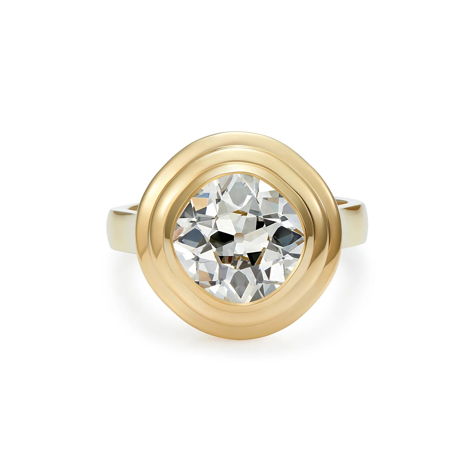 Athena 3.05ct old mine cut diamond ring in 18k yellow gold featuring antique-style diamond with romantic sparkle