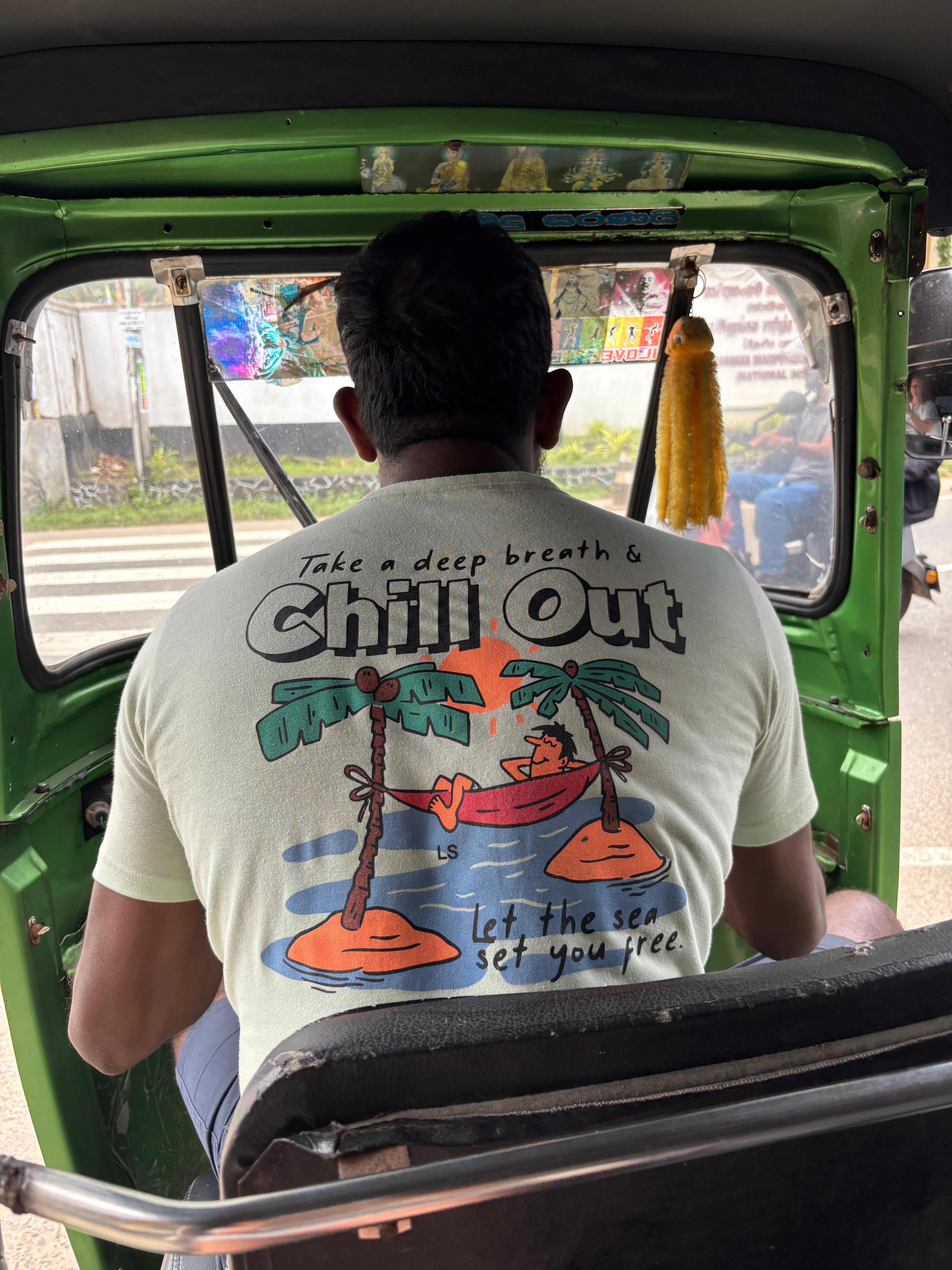 Lucy Crowther at Sri Lanka "Gem Island" transportation etricycle