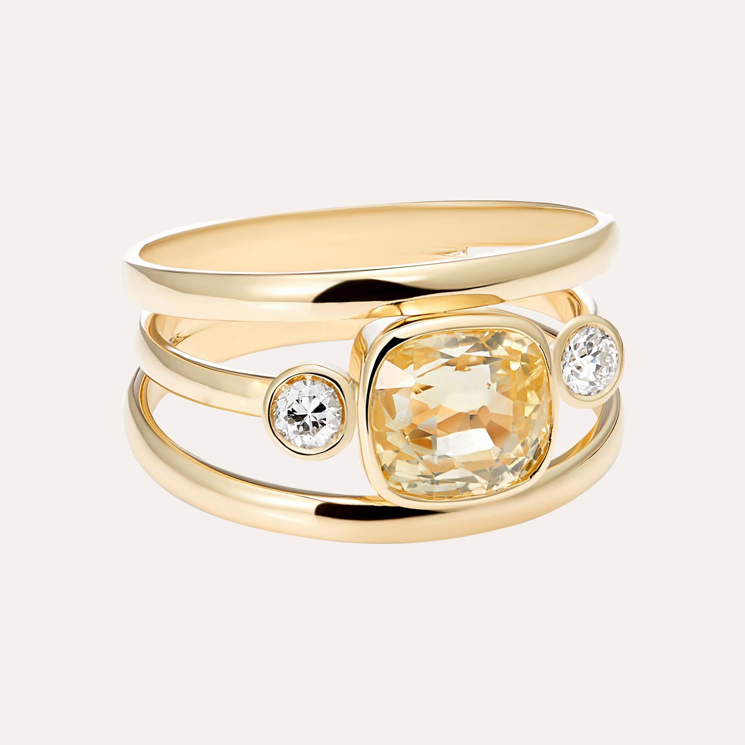 Serena Ansell Gold Yellow Sapphire Gemstone with Diamond Ring