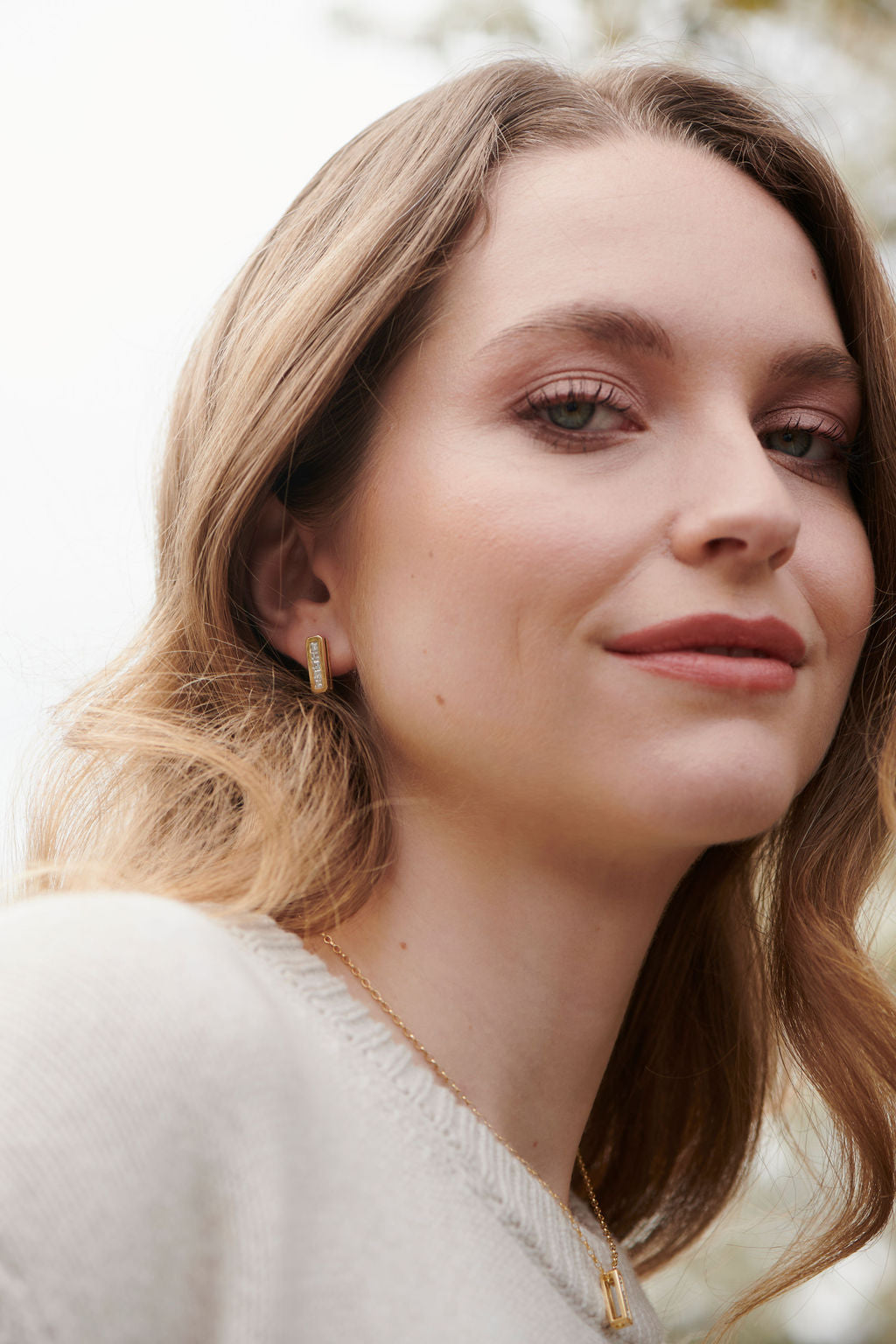 Ley Line Glastonbury Set Diamond Earrings by Minka Jewels styled with matching diamond necklace