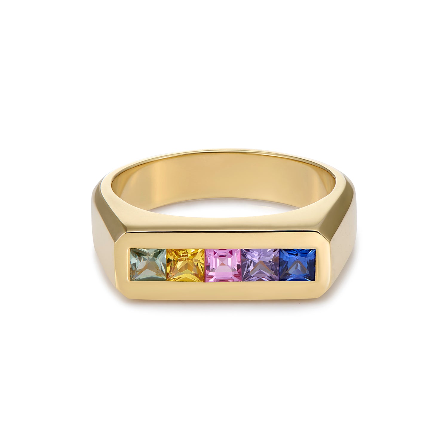 Rainbow Sapphire Pinky Ring