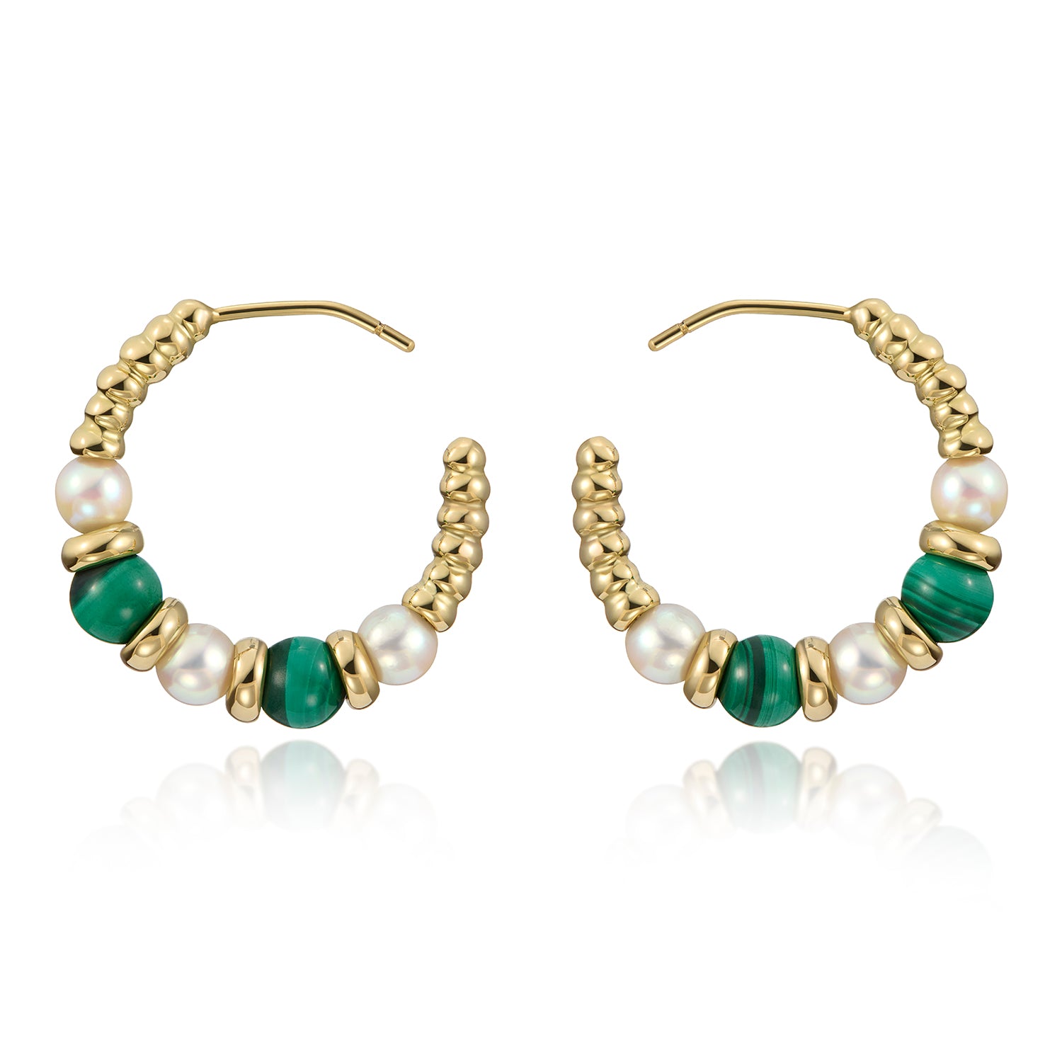 Atlantis: Malachite & Pearl Hoop Earrings