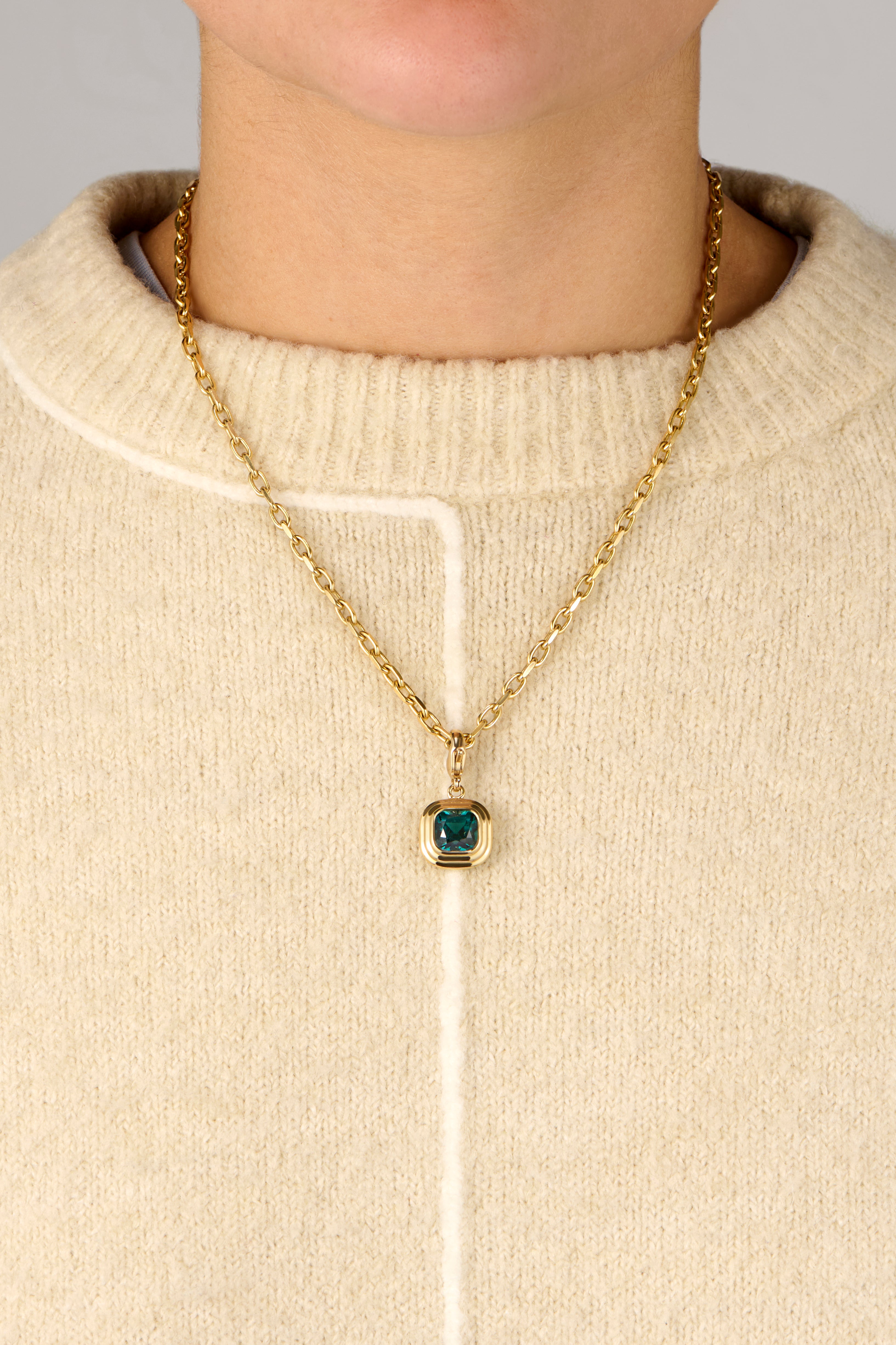 Athena: 4.40ct Teal Tourmaline Necklace