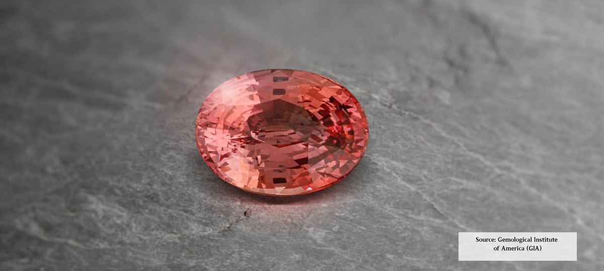 Rare natural Padparadscha sapphire featuring delicate pink and orange hues. Image courtesy of GIA.