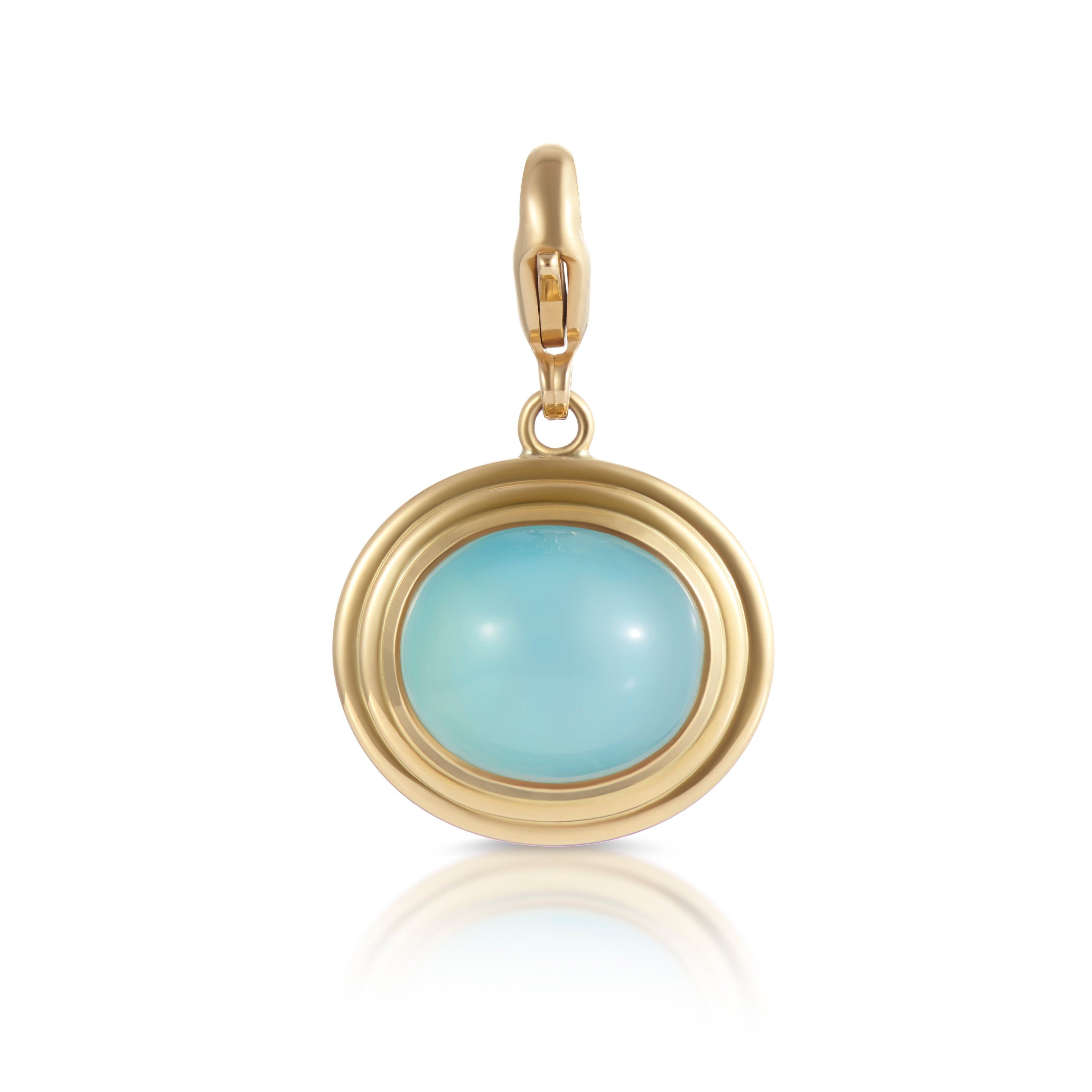 Athena: Sea Blue Chalcedony Cabochon Pendant