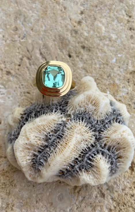 Athena: 4.60ct Pastel Blue Green Tourmaline Ring