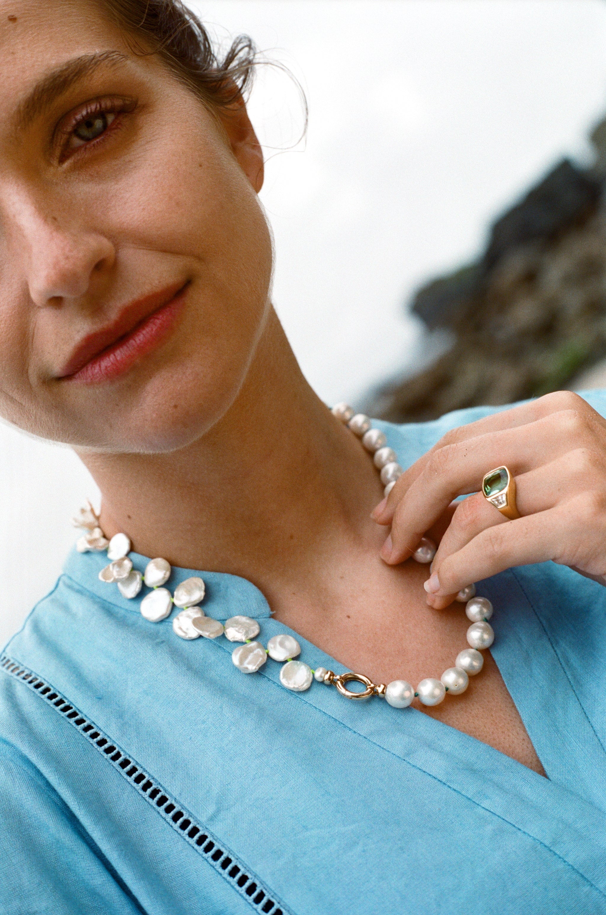 Atlantis: White Keshi Pearl Necklace