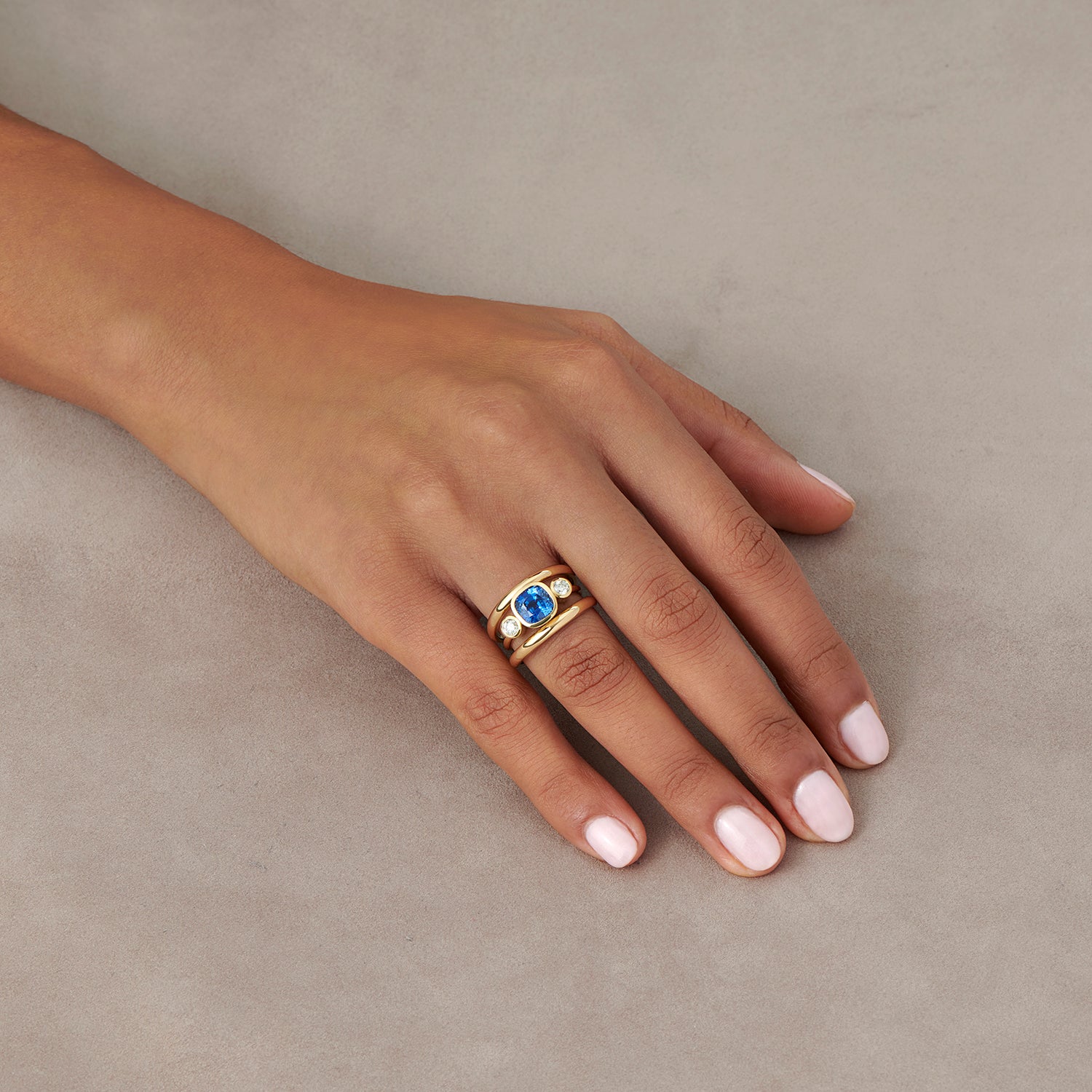 3 Band: Sapphire & Diamond Ring - Minka Jewels