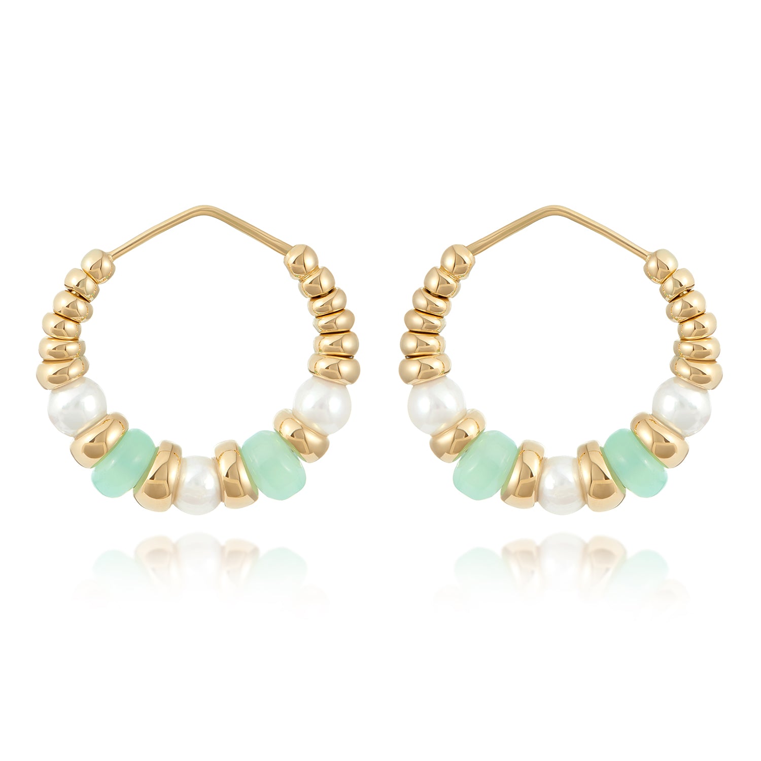 Mermaid: Chrysoprase & Pearl Hoop Earrings - Minka Jewels