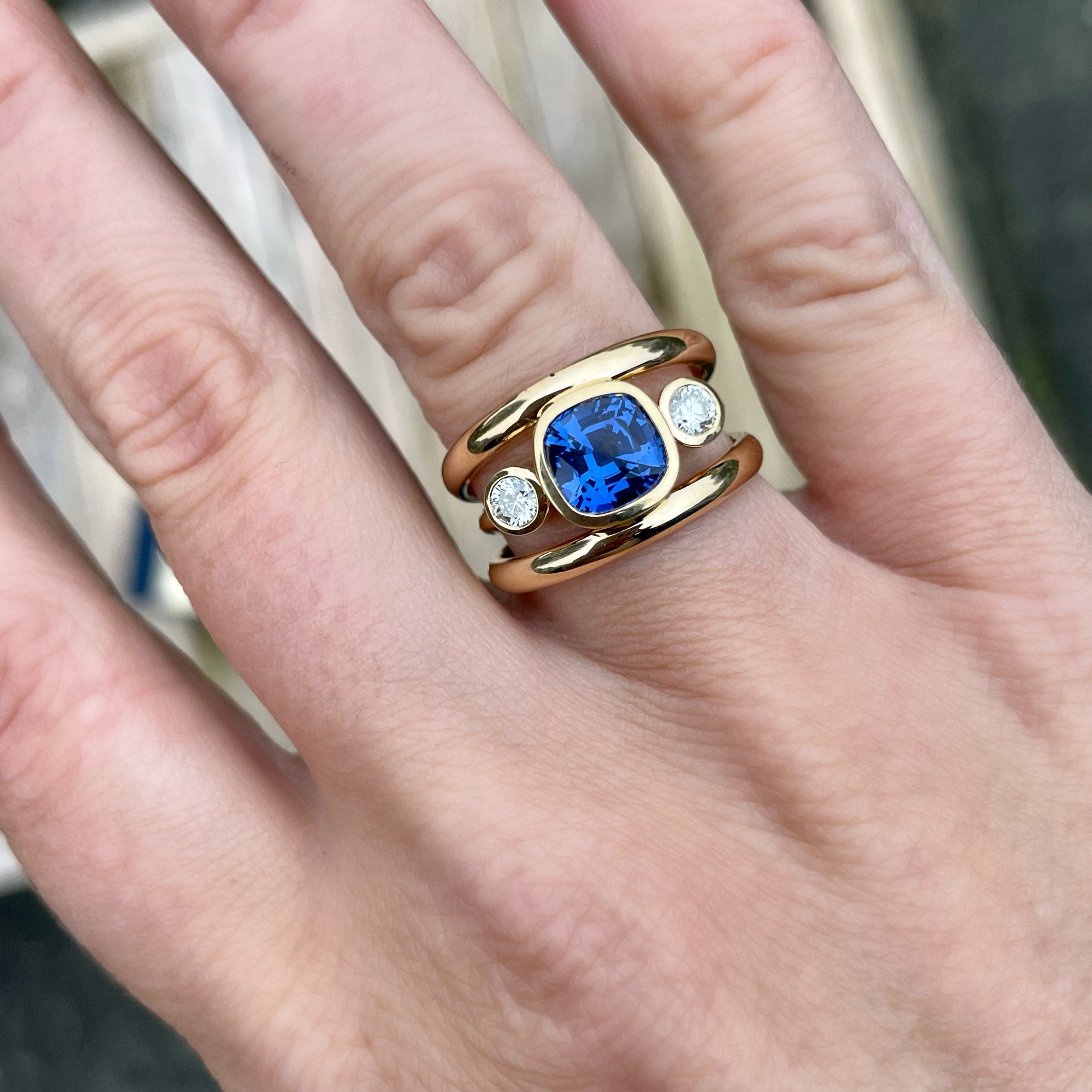 3 Band: Sapphire & Diamond Ring - Minka Jewels