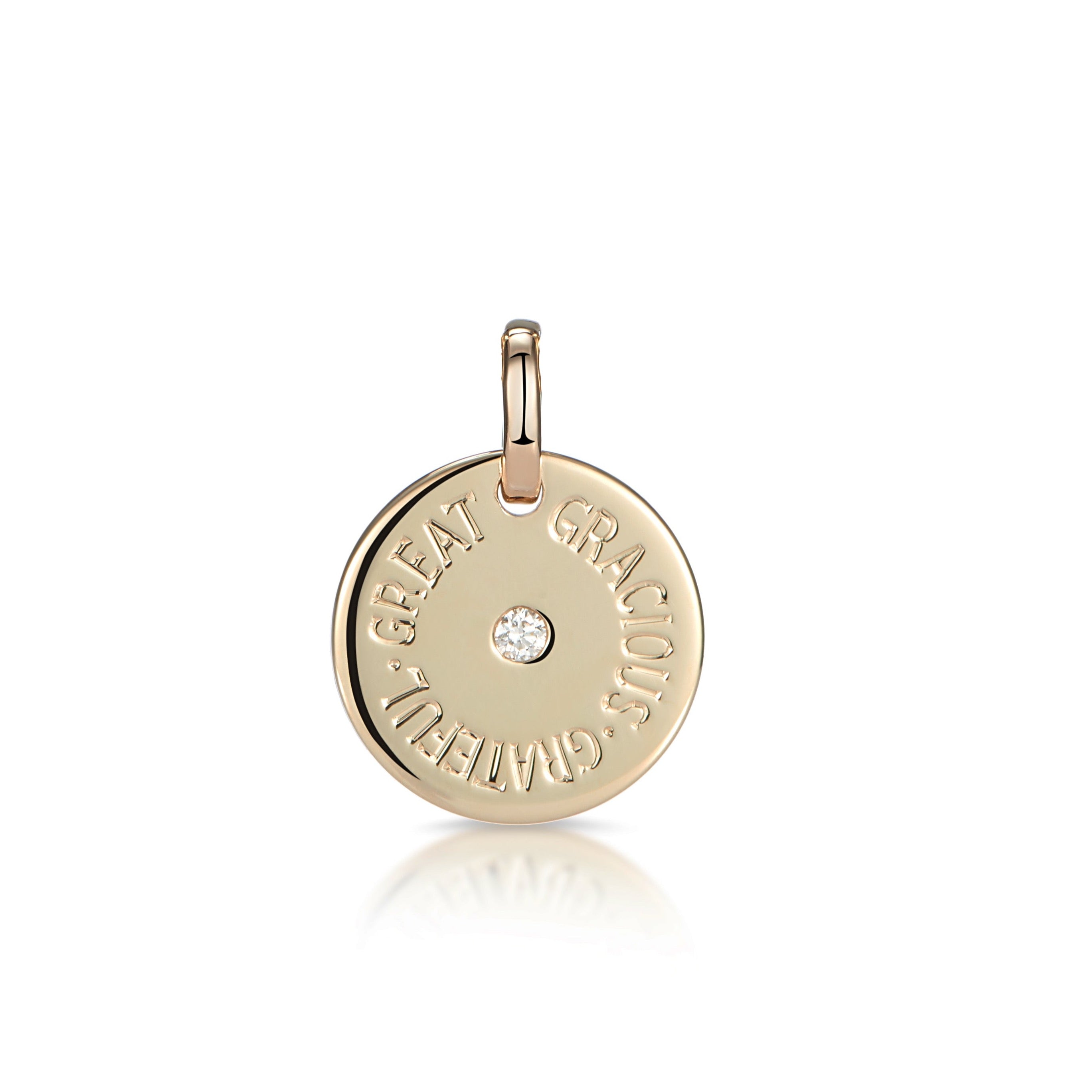 Mantra: Gracious, Grateful, Great - Gold & Diamond Disc - Minka Jewels