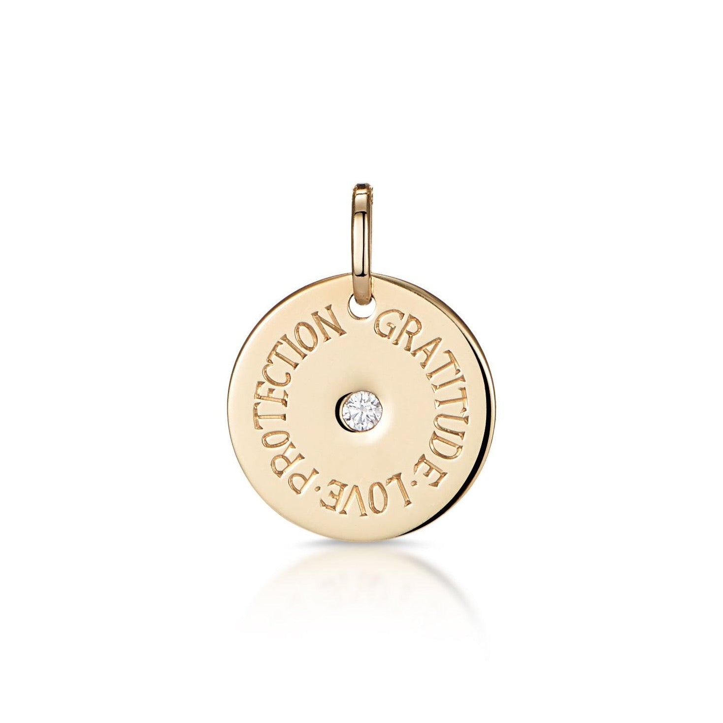 Mantra: Love, Protection, Gratitude - Gold & Diamond Disc - Minka Jewels