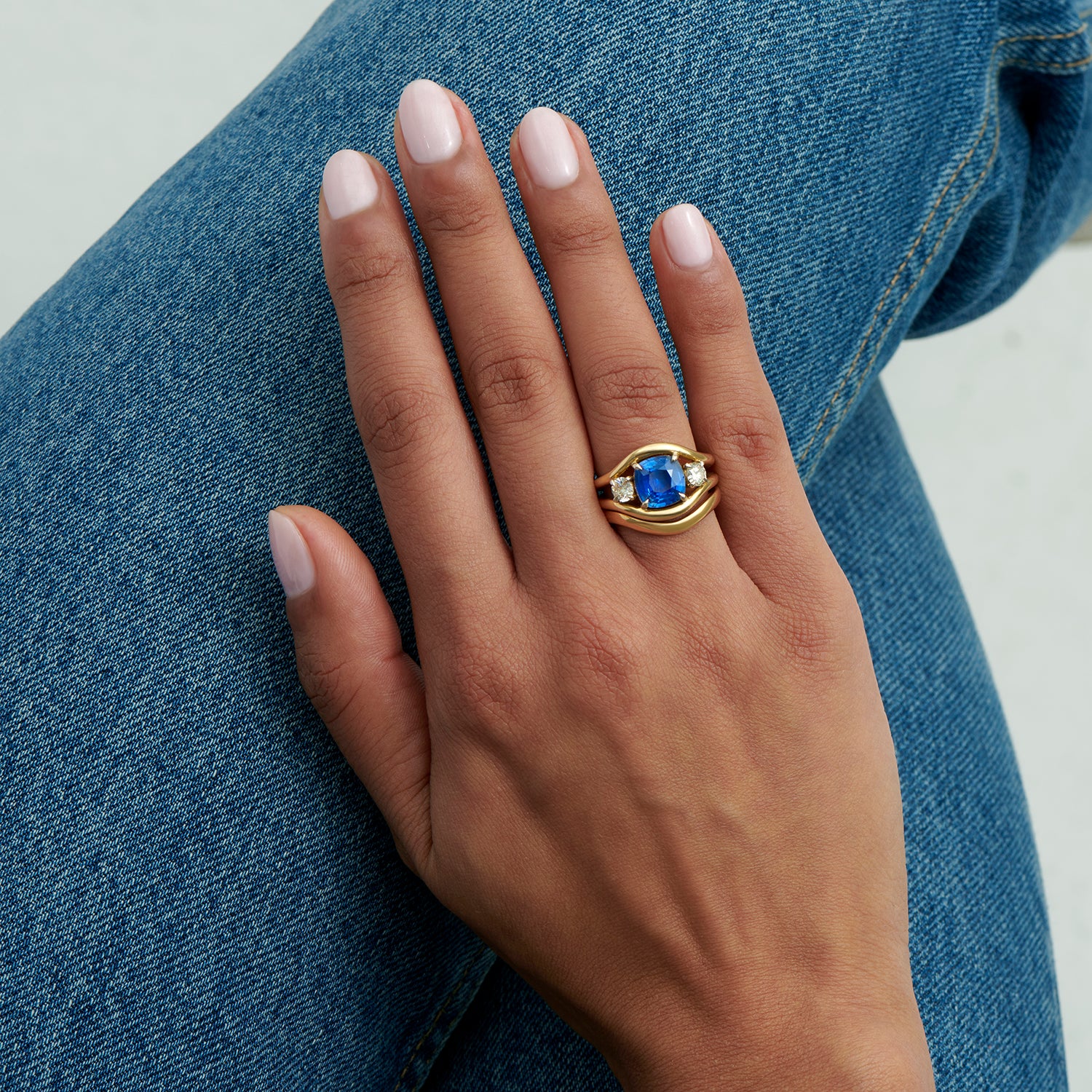 Mermaid: Blue Sapphire & Diamond Ring - Minka Jewels