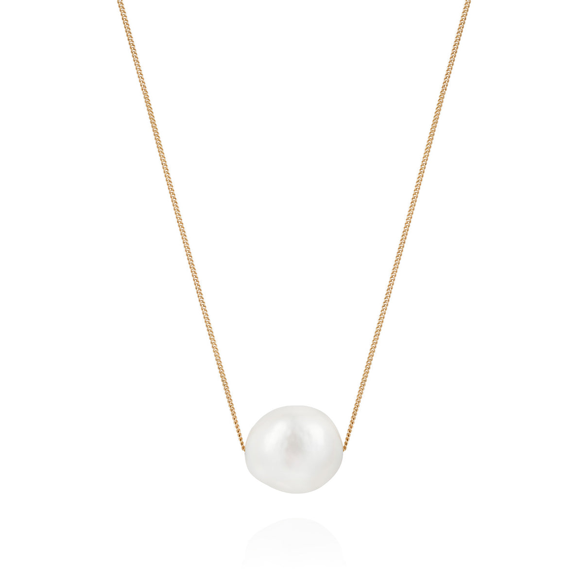 Atlantis Floating Pearl Necklace, 15mm freshwater pearl on a fine gold chain – Minka Jewels
