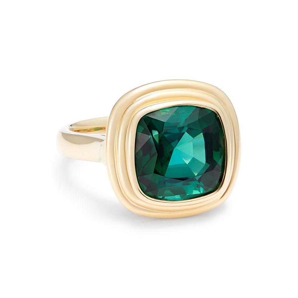 Minka Jewels - One-of-a -kind, 6ct tourmaline ring Pure 18k yellow gold 6ct forest green tourmaline