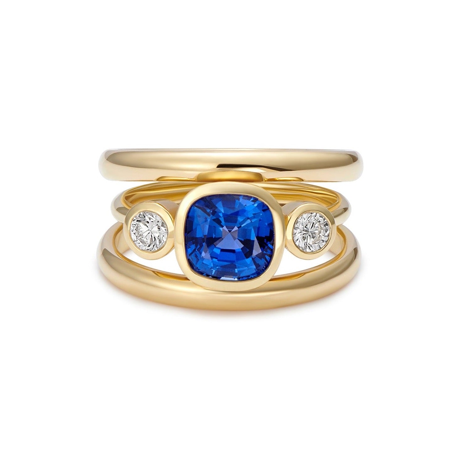 3 Band: Sapphire & Diamond Ring - Minka Jewels