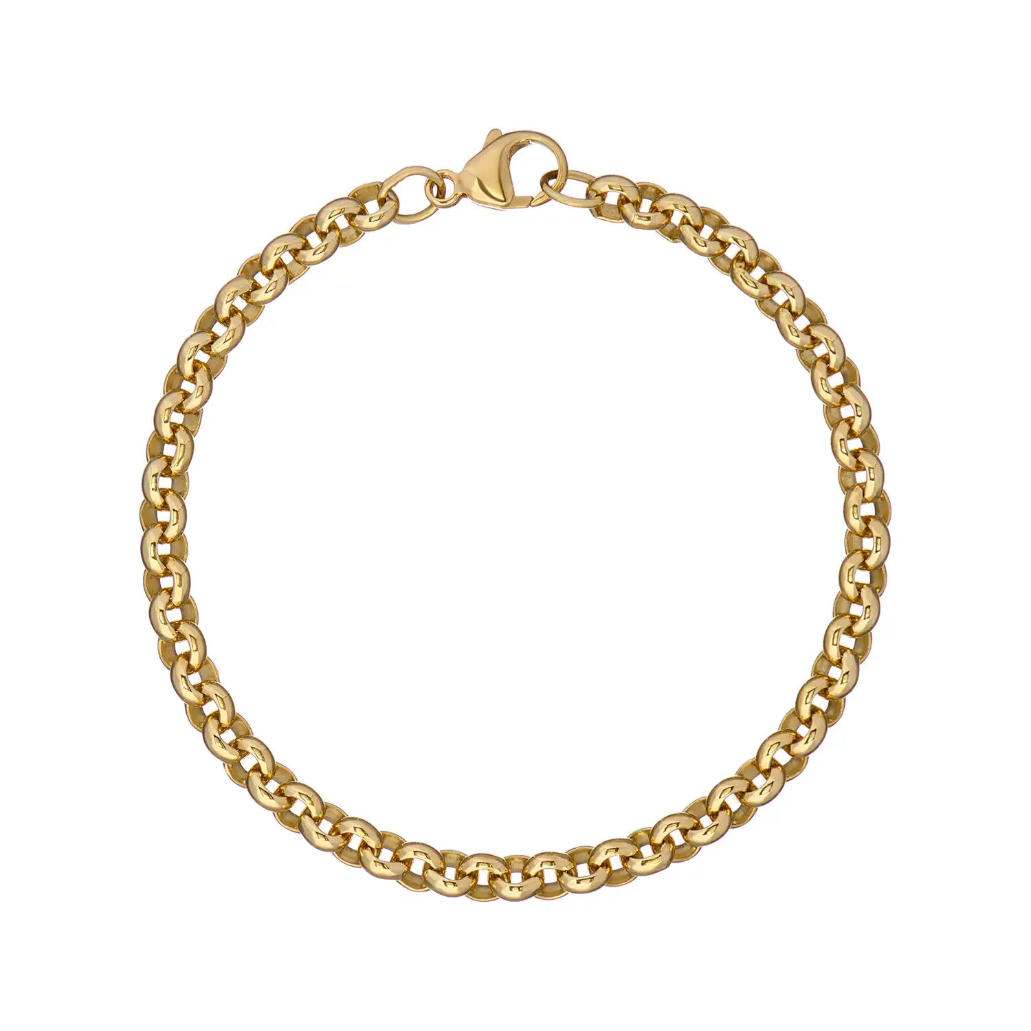 Athena 18k gold belcher bracelet showcasing chunky, elegant chain design