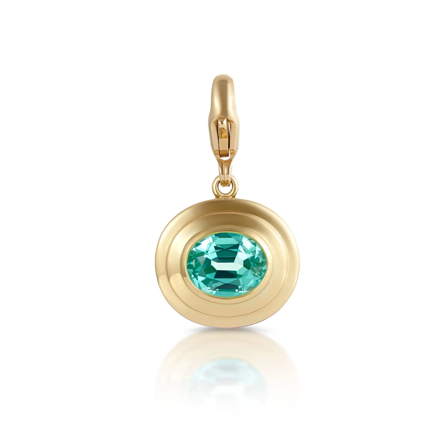 Athena 2.93ct lagoon blue tourmaline pendant in 18k yellow gold with oval-cut gemstone and clip clasp