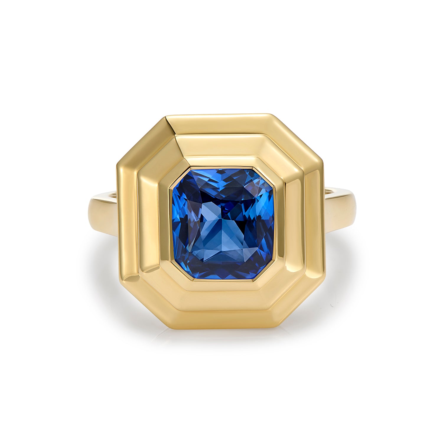 Athena 3.02ct blue sapphire ring in 18k yellow gold by Minka Jewels