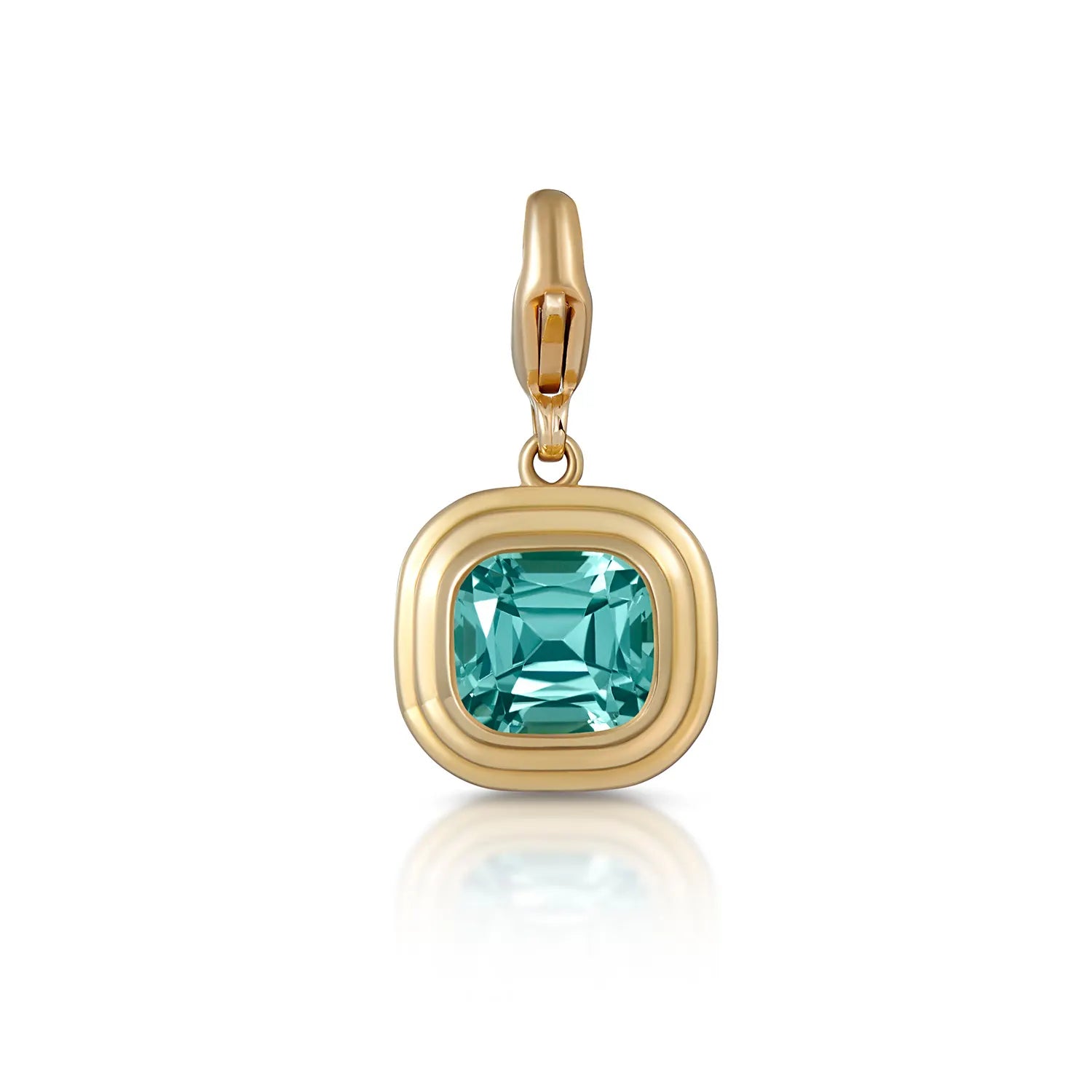 Athena blue tourmaline pendant in 18k yellow gold featuring cushion-cut blue tourmaline
