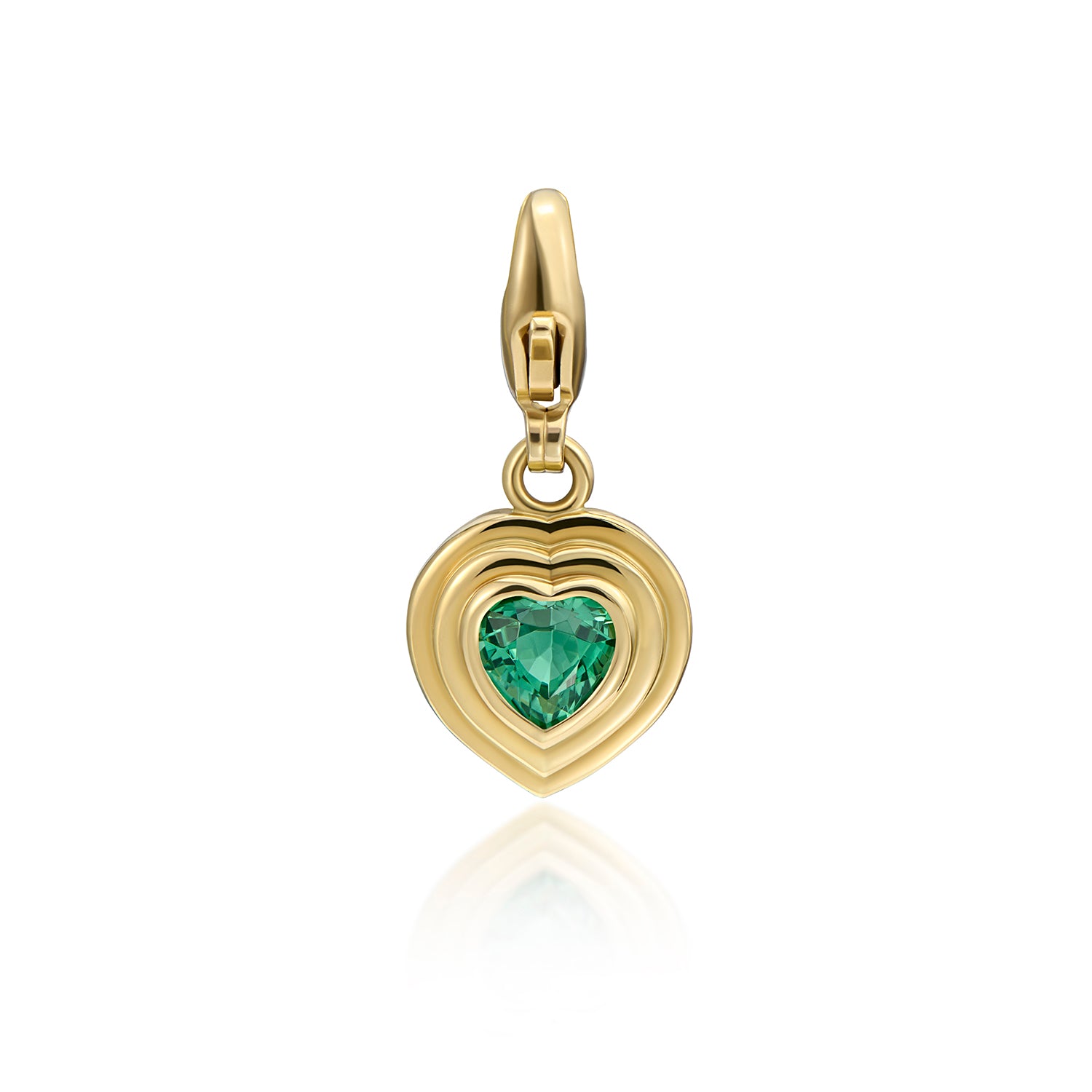 Athena heart tourmaline charm in 18k yellow gold by Minka Jewels