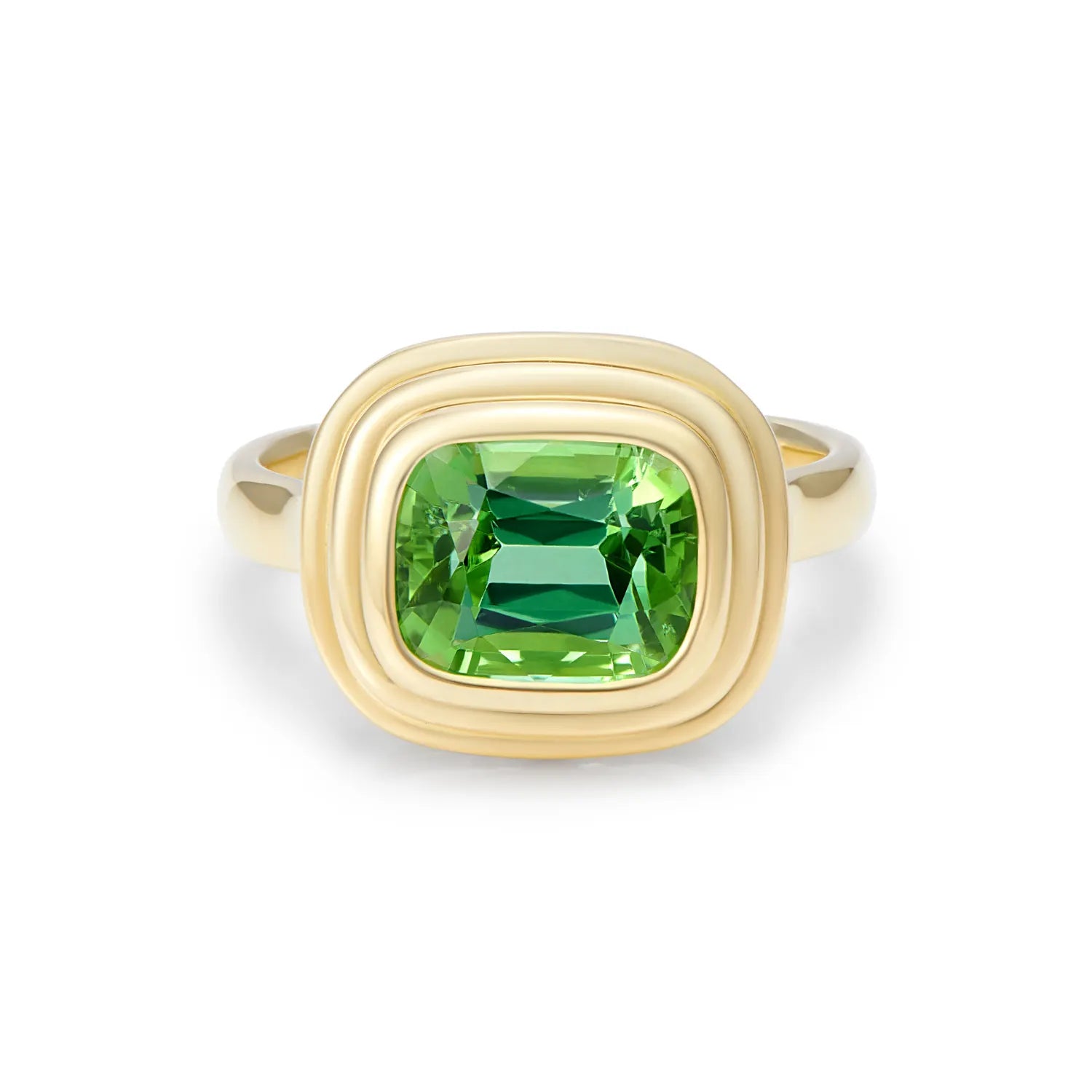 Athena Medium 3.68ct green tourmaline ring in 18k yellow gold featuring bold statement design