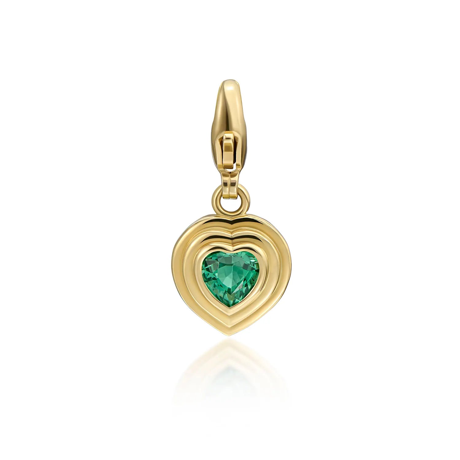 Athena tourmaline heart charm in 18k yellow gold featuring heart-shaped tourmaline with step detailing