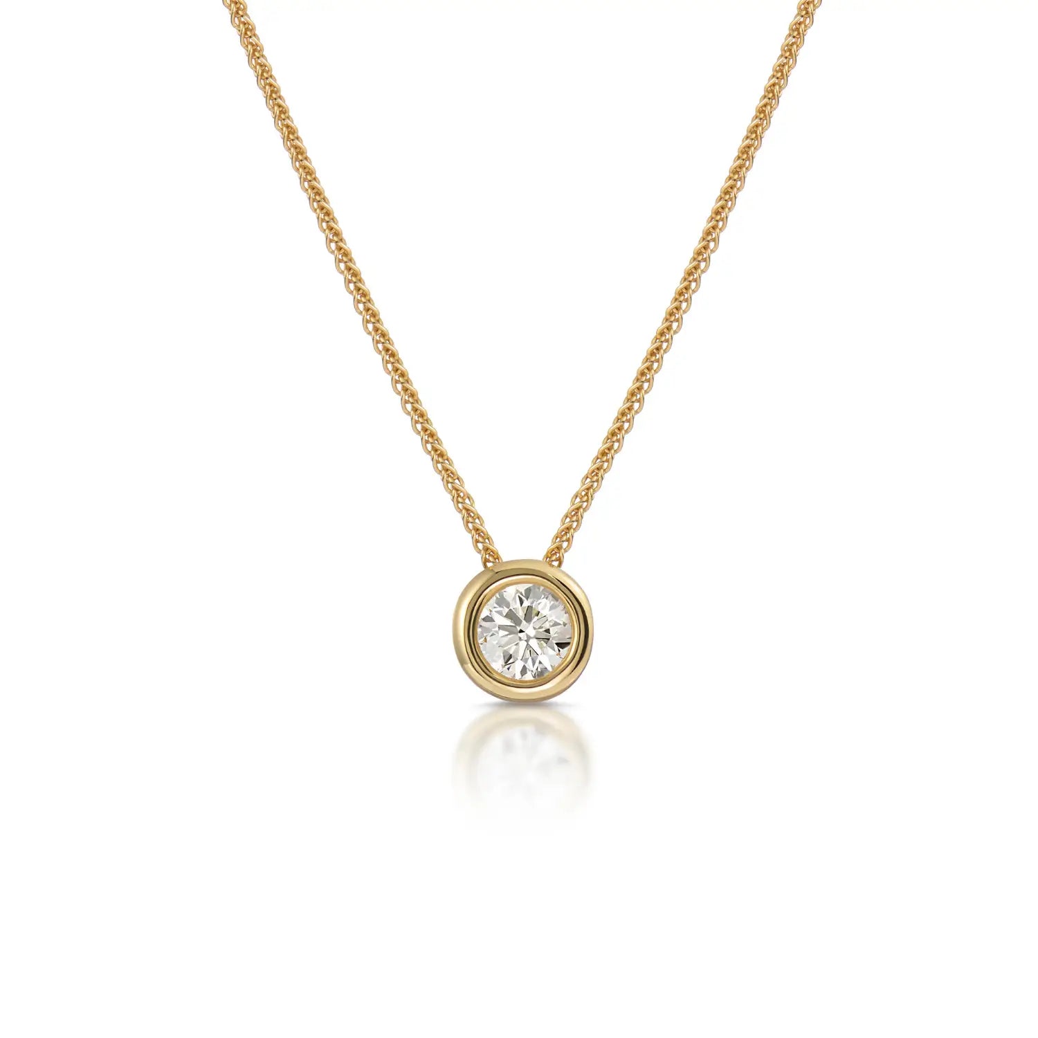 Atlantis Diamond Solitaire Necklace in 18k yellow gold featuring 0.50ct round brilliant-cut diamond