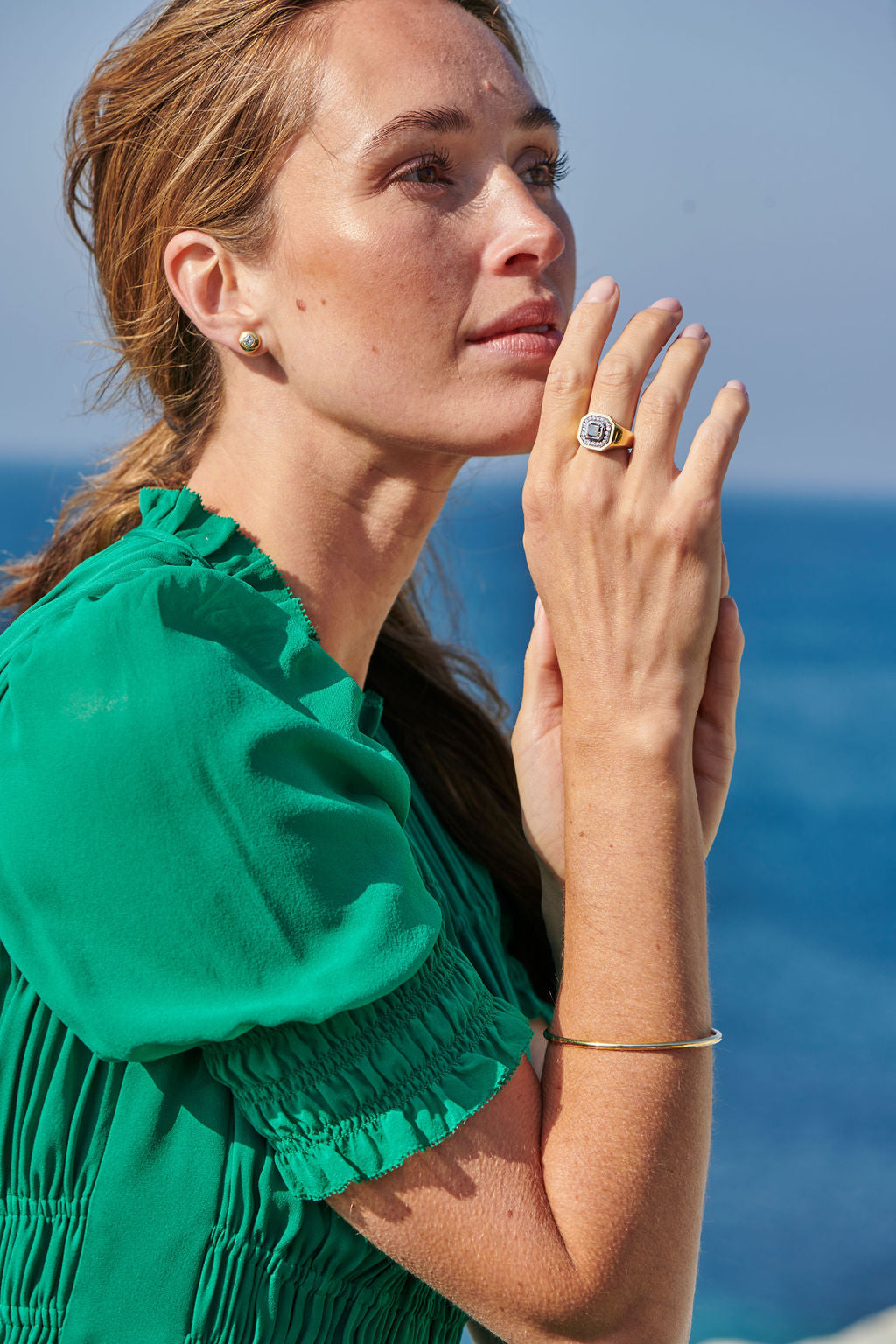 Model wearing Berlin Nights ring with 1.24ct cognac brown diamond
