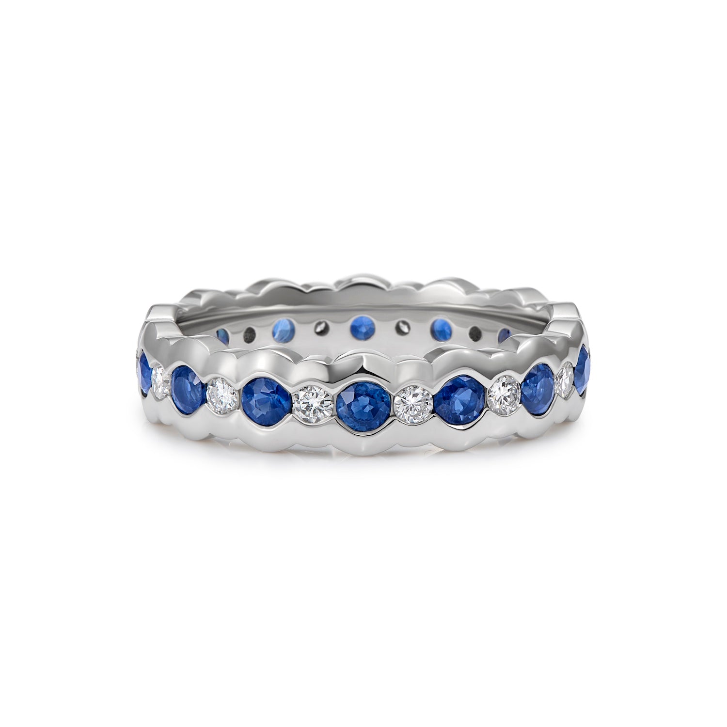 Blue Sapphire & Diamond Platinum Eternity Ring