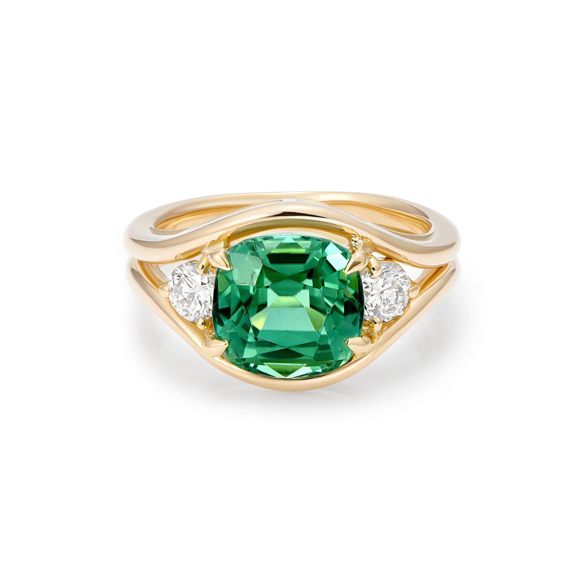 Atlantis: 3ct Green Tourmaline & Diamond Mermaid Ring