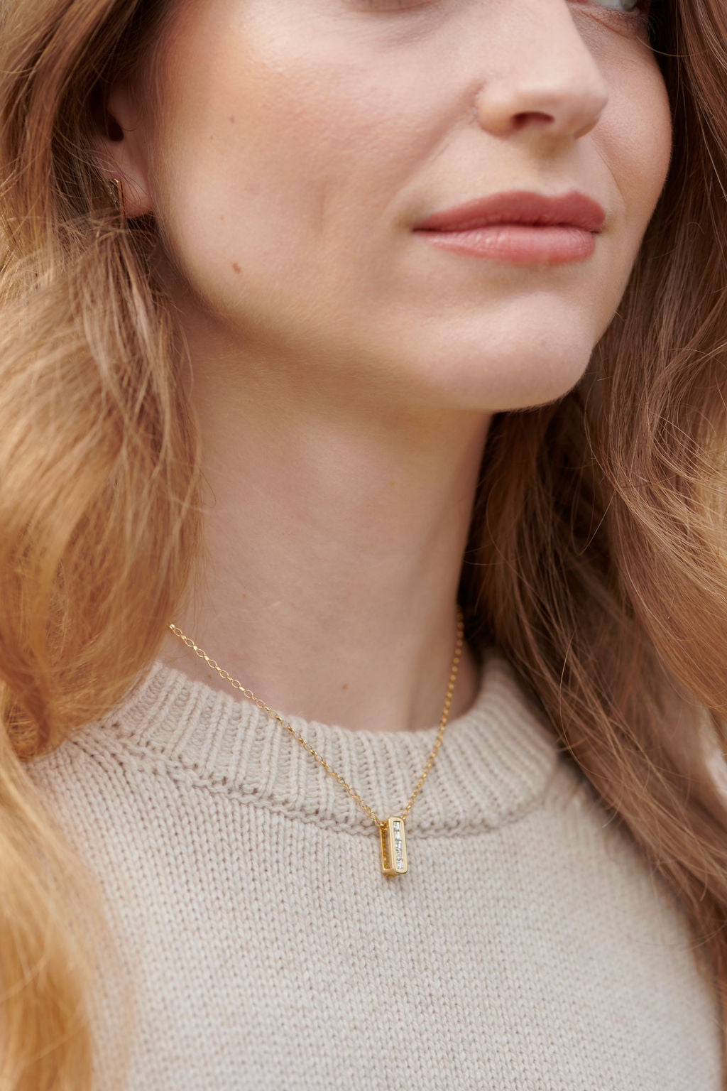 Model wearing Minka Jewels Ley Line Glastonbury Set Diamond Necklace 