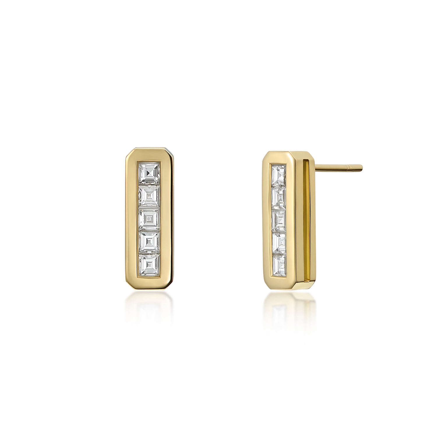 Side view of 18k yellow gold Glastonbury Diamond Earrings from Minka Jewels Ley Lines Collection