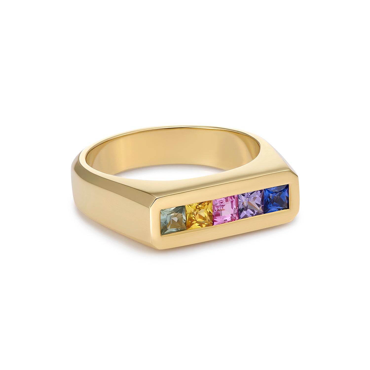 Rainbow Sapphire Pinky Ring