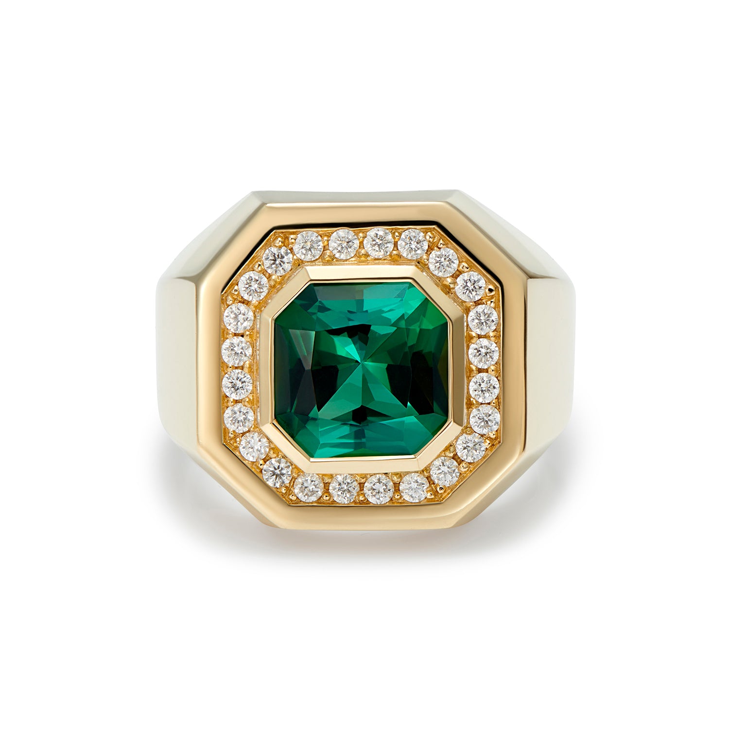 Berlin: 4ct Forest Green Tourmaline and Diamond Ring