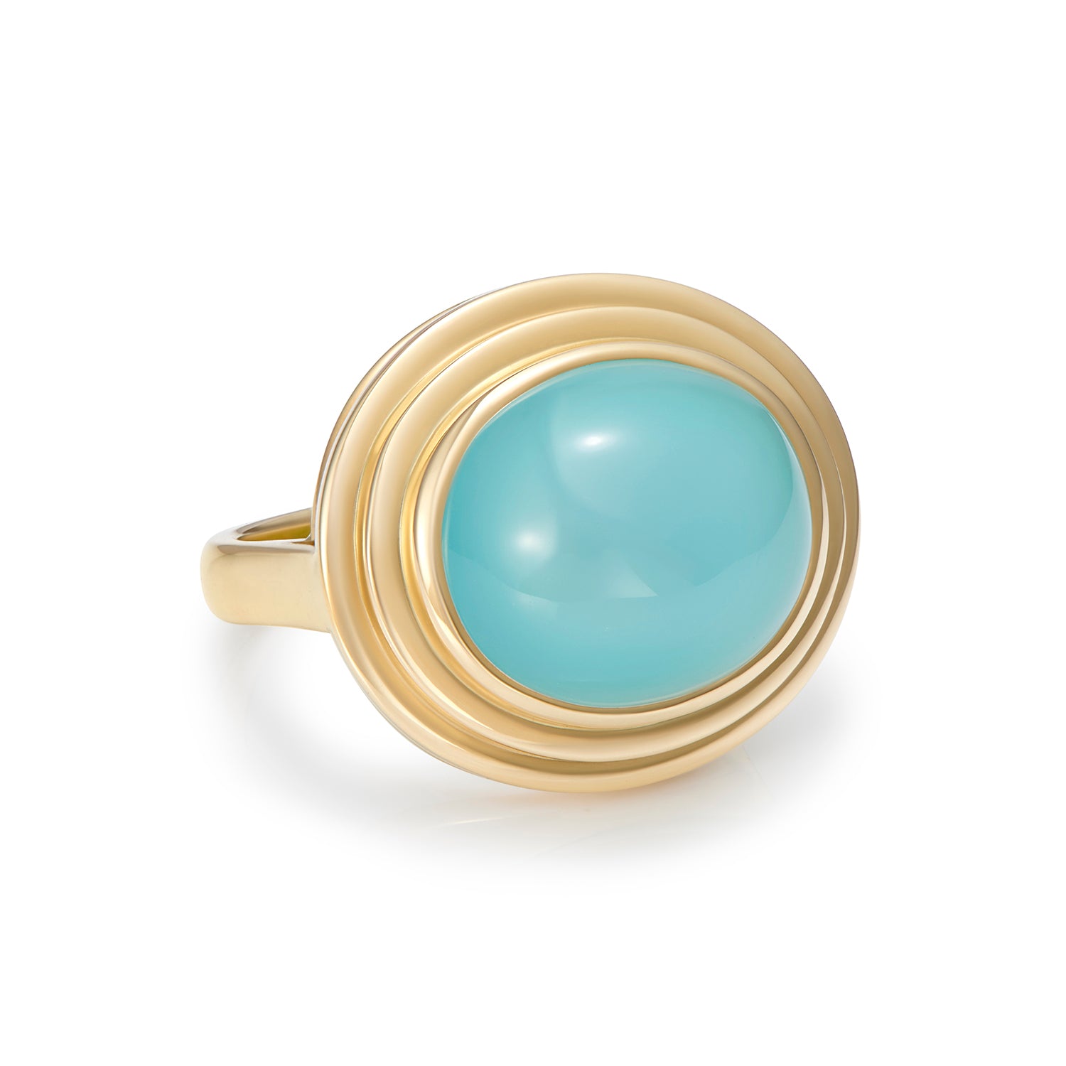 Athena: Sea Blue Chalcedony Cabochon Ring