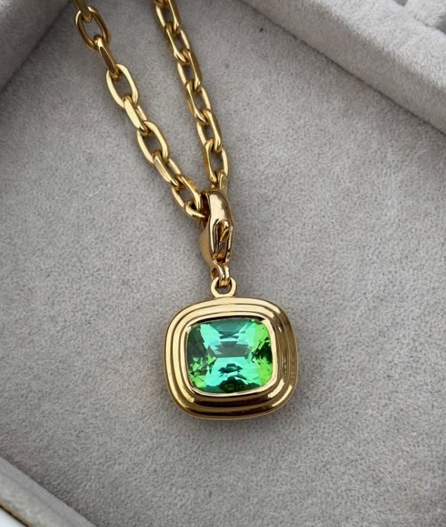 Athena: 5.35ct Vivid Green Tourmaline Necklace