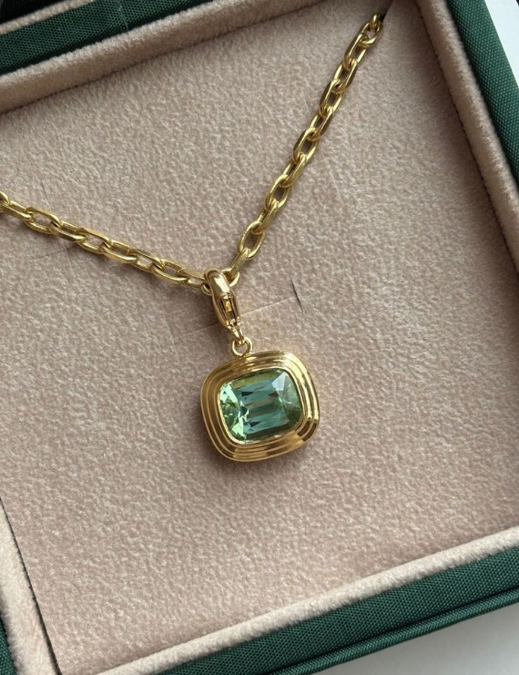 Athena: 6.76ct Sea Foam Green Tourmaline Necklace