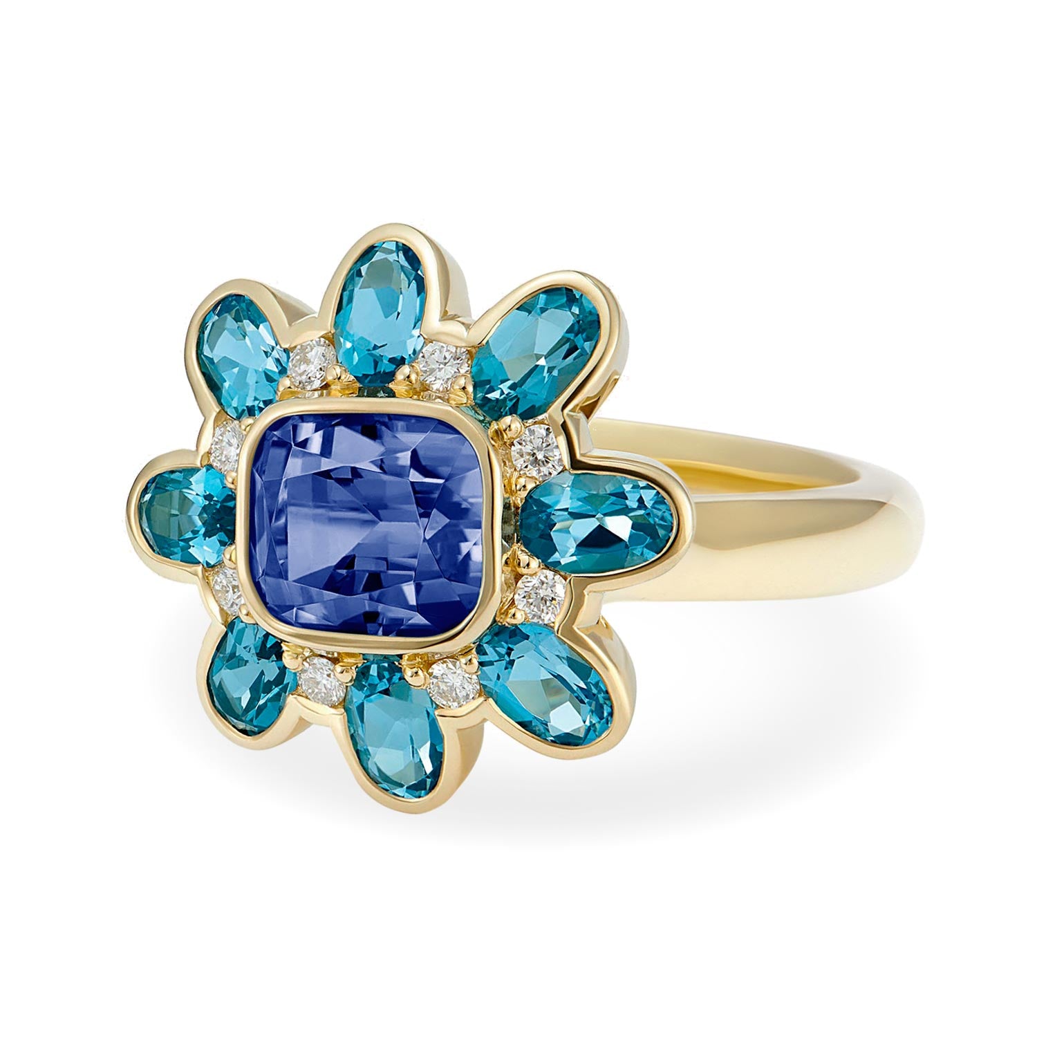Atlantis Ring Sapphire, Aquamarine & Diamond Atlantis Ring