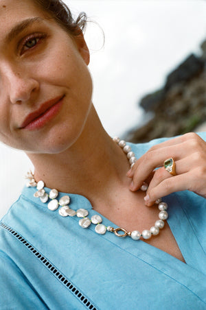 Mermaid: White Keshi Pearl Necklace