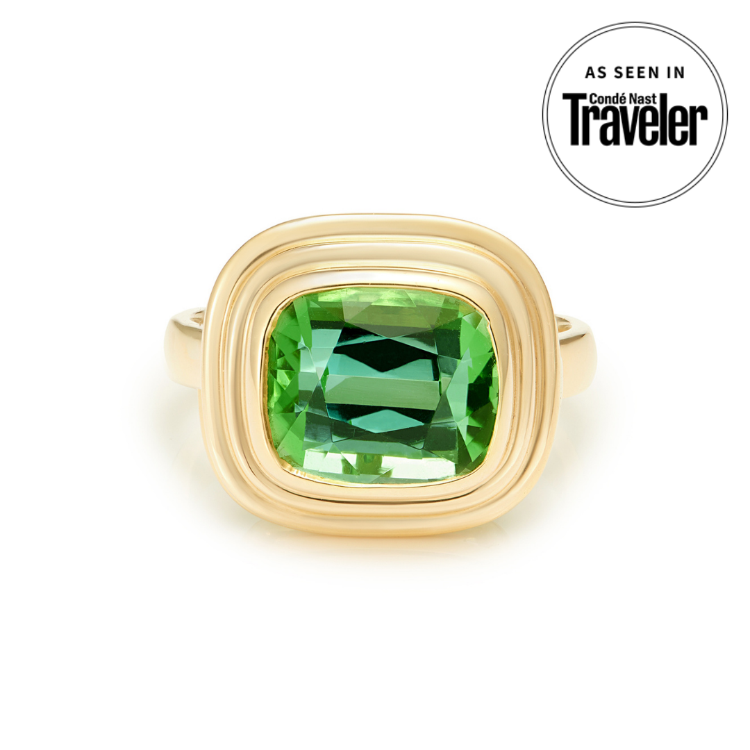 Athena: Big, Vivid Green Tourmaline Ring - Minka Jewels