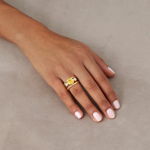 3 Band: Yellow Sapphire & Diamond Ring - Minka Jewels