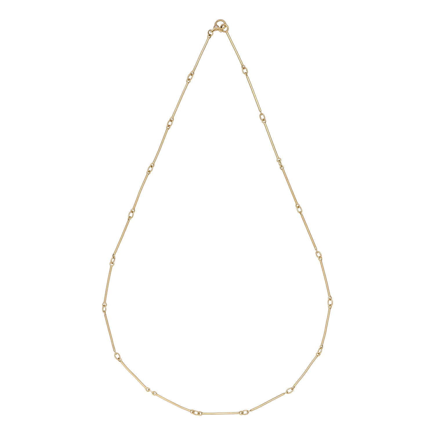 18k yellow gold bar chain necklace with sleek, timeless design and elegant minimalist silhouette.