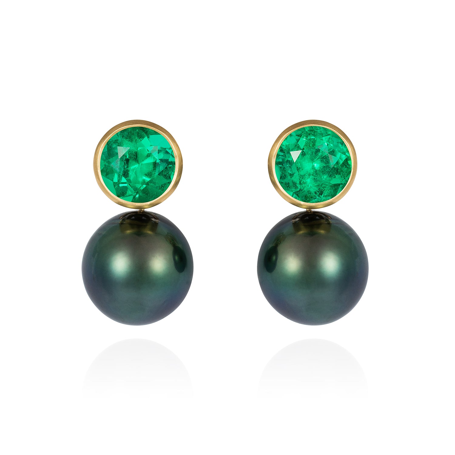 Emerald and Tahitian Pearl Earrings - Minka Jewels