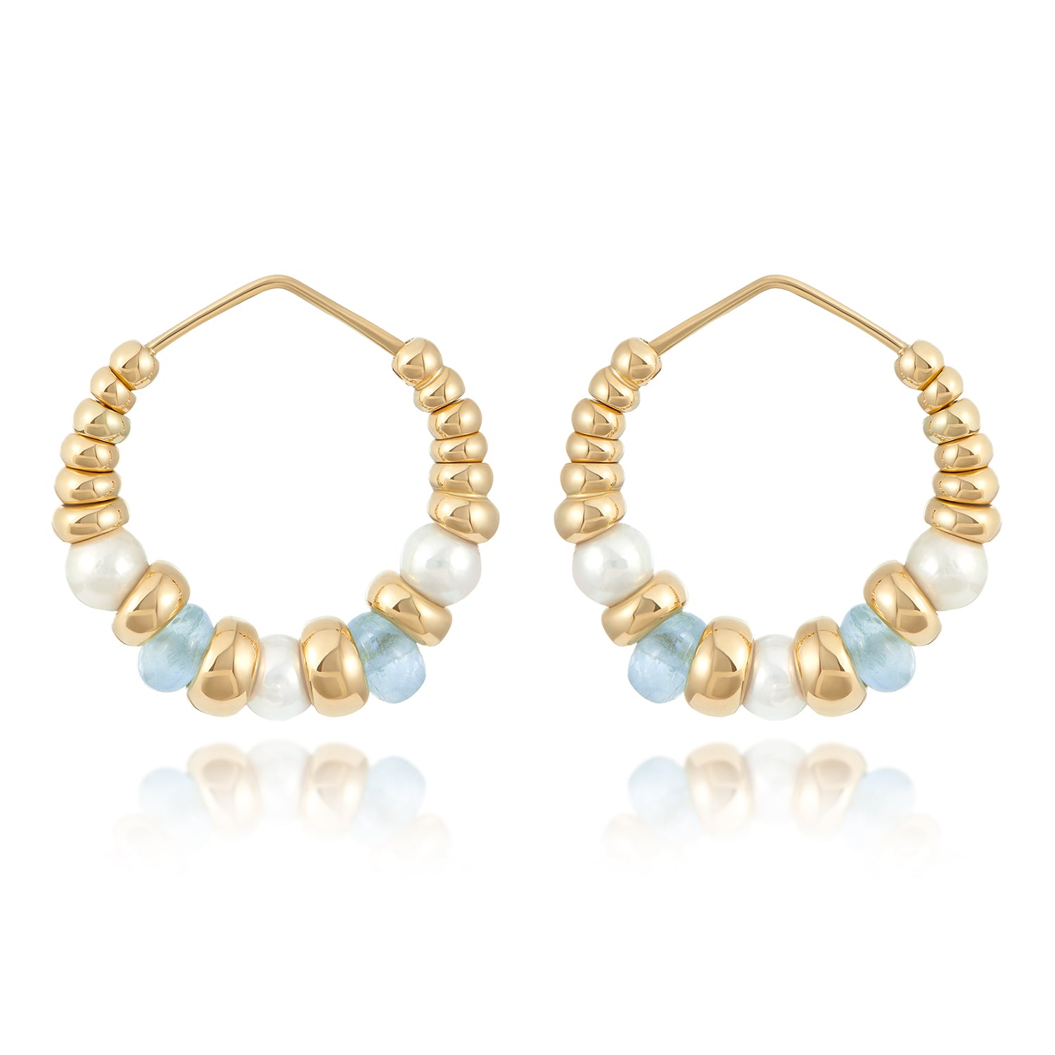 Mermaid: Aquamarine & Pearl Hoop Earrings - Minka Jewels